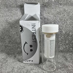 Intrest Water Bottle Clear White Tea Infuser‎ Glass Portable Cup Unisex 12oz